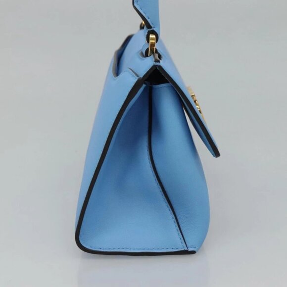 Salvatore Ferragamo Gancini Shoulder Bag Leather Blue Gold Auth 114931V - Picture 4 of 14